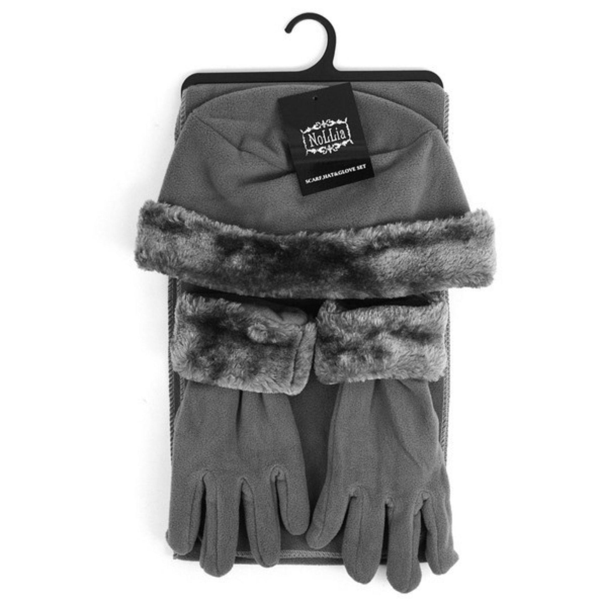 Charcoal hat, scarf, glove set