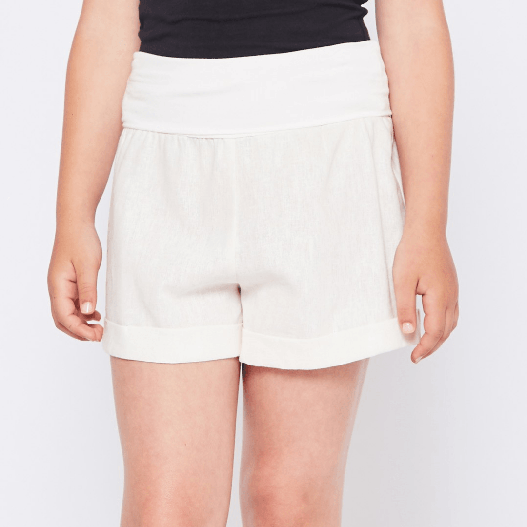 Girl's Ivory Linen Shorts