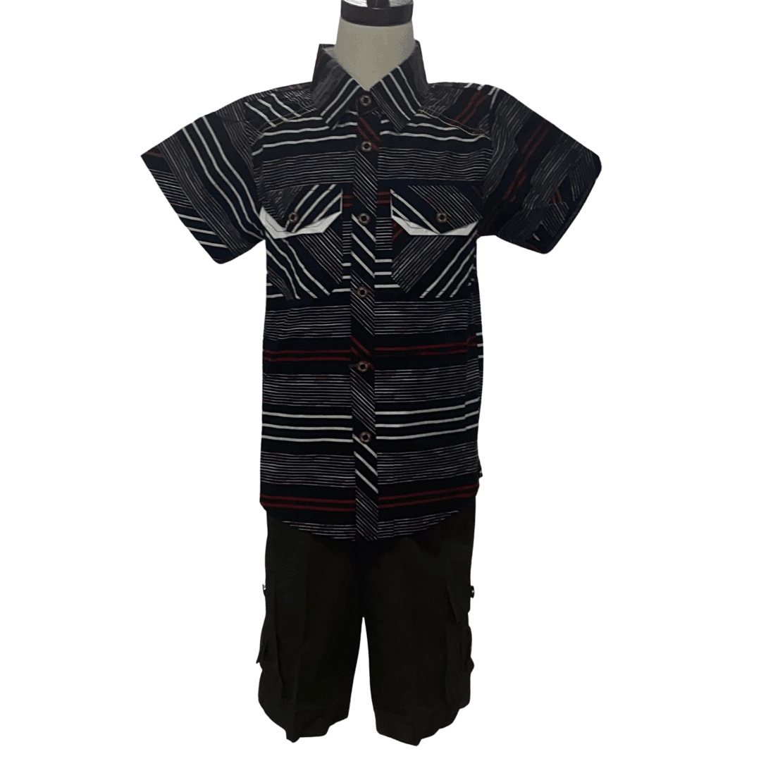 Boy's Navy and Gray Cargo Short Set