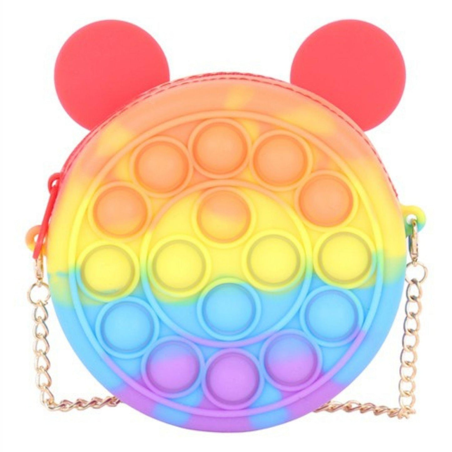 This coin purse wallet with a removable chain is the perfect sensory accessory for your little one. Your child can store their change or small toys and "pop" as they go.