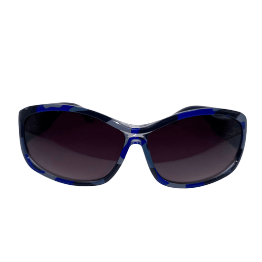 Be ready to block the sun with these blue camouflage sunglasses.