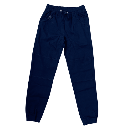 These navy joggers are perfect for fall.  They feature elastic at the waist and ankles.