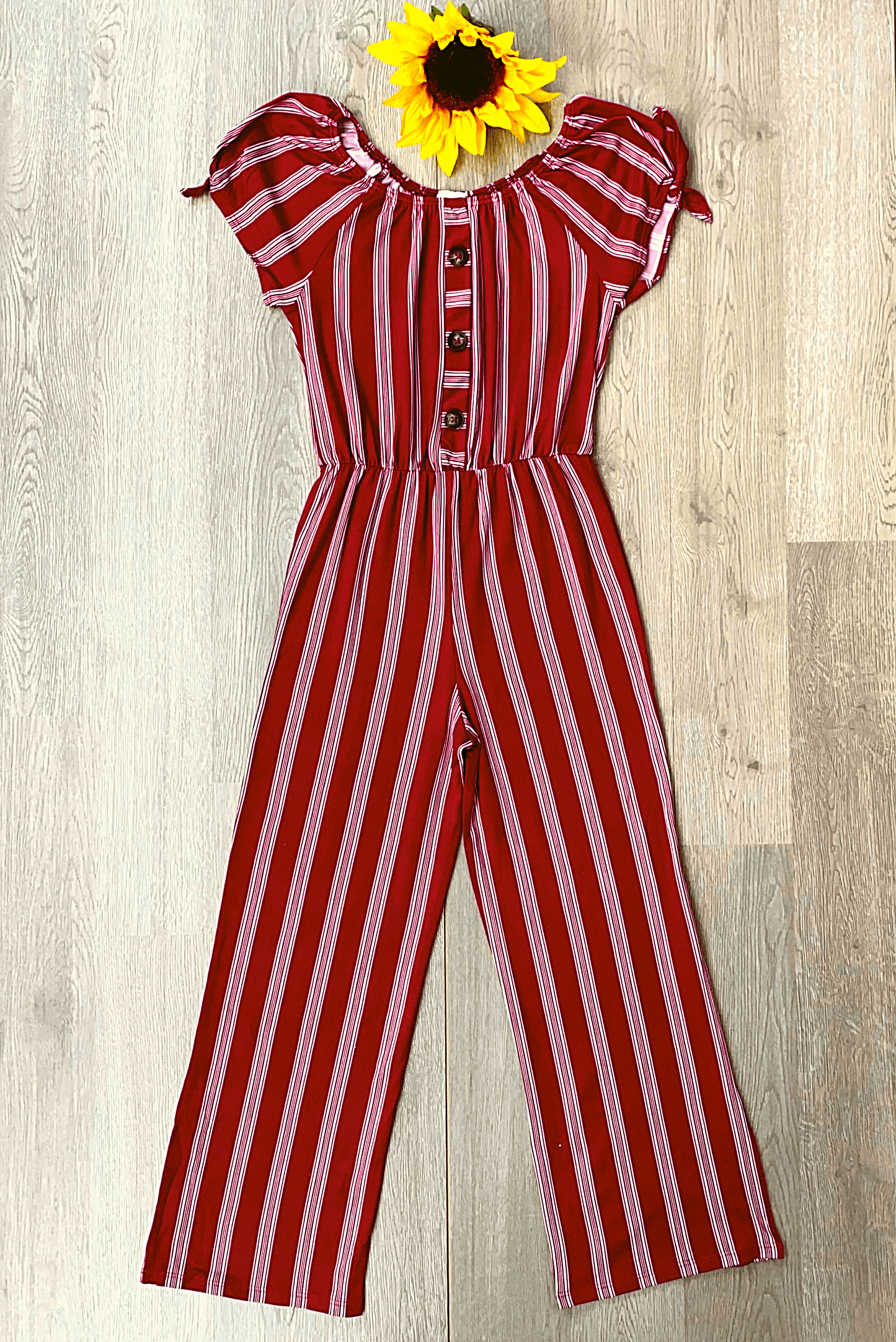 Burgundy Striped Jumpsuit