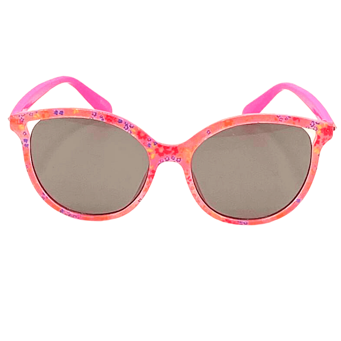 These full-framed, pink floral sunglasses are perfect for a bright, summer day.  These sunglasses are LEAD FREE with UV 400 Protection.