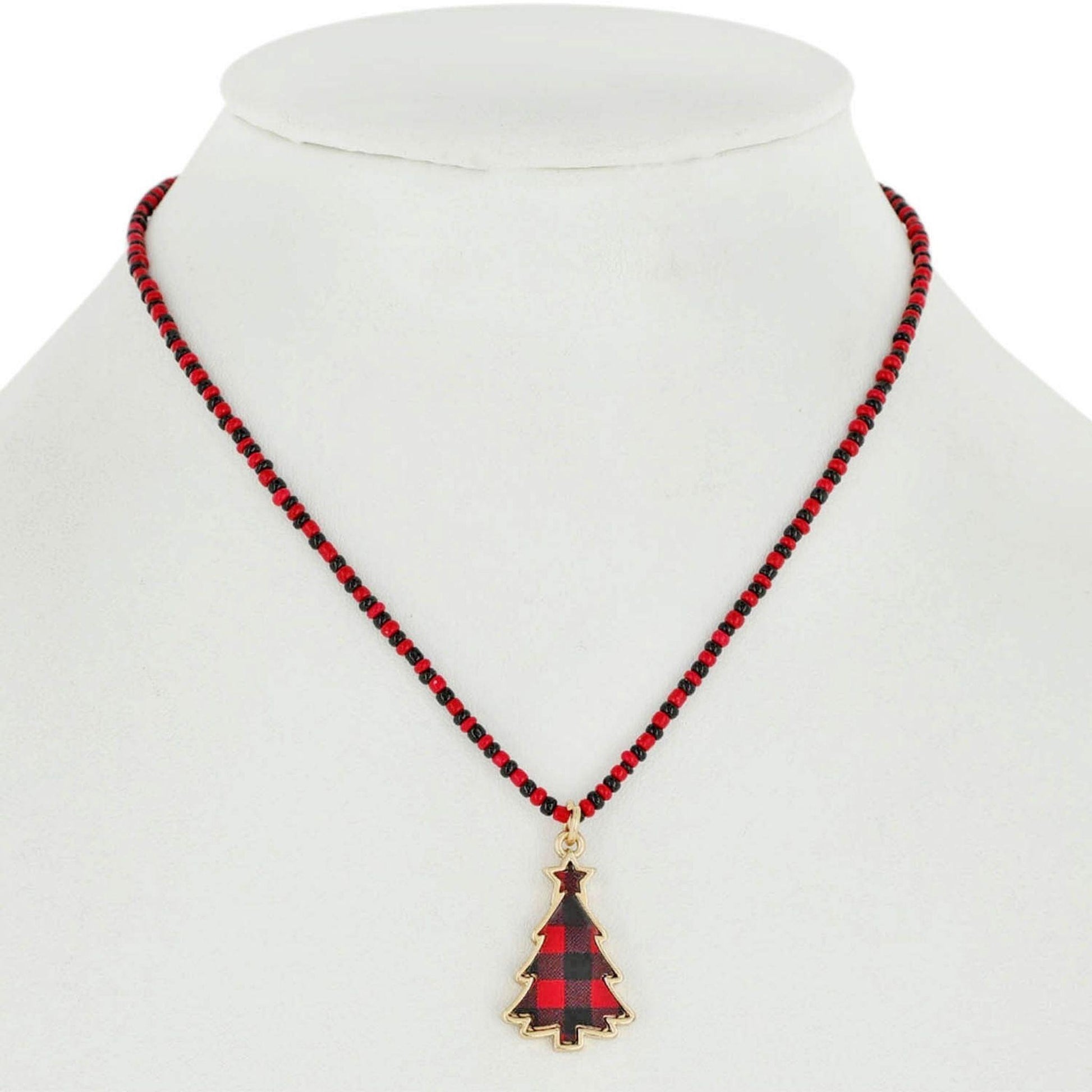 Red Christmas Tree Pendant Necklace
