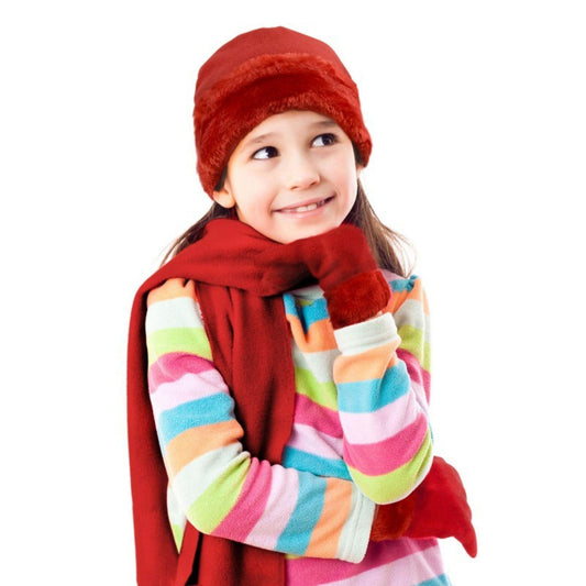 Get ready for winter with this cute hat, scarf, and glove set.  This set is made for children aged 6 - 12 years old.