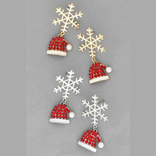 Snowflake Santa Hat Earrings